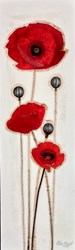 Poppy Pods V by Chloe Nugent - Original Glazed Mixed Media on Board sized 9x30 inches. Available from Whitewall Galleries